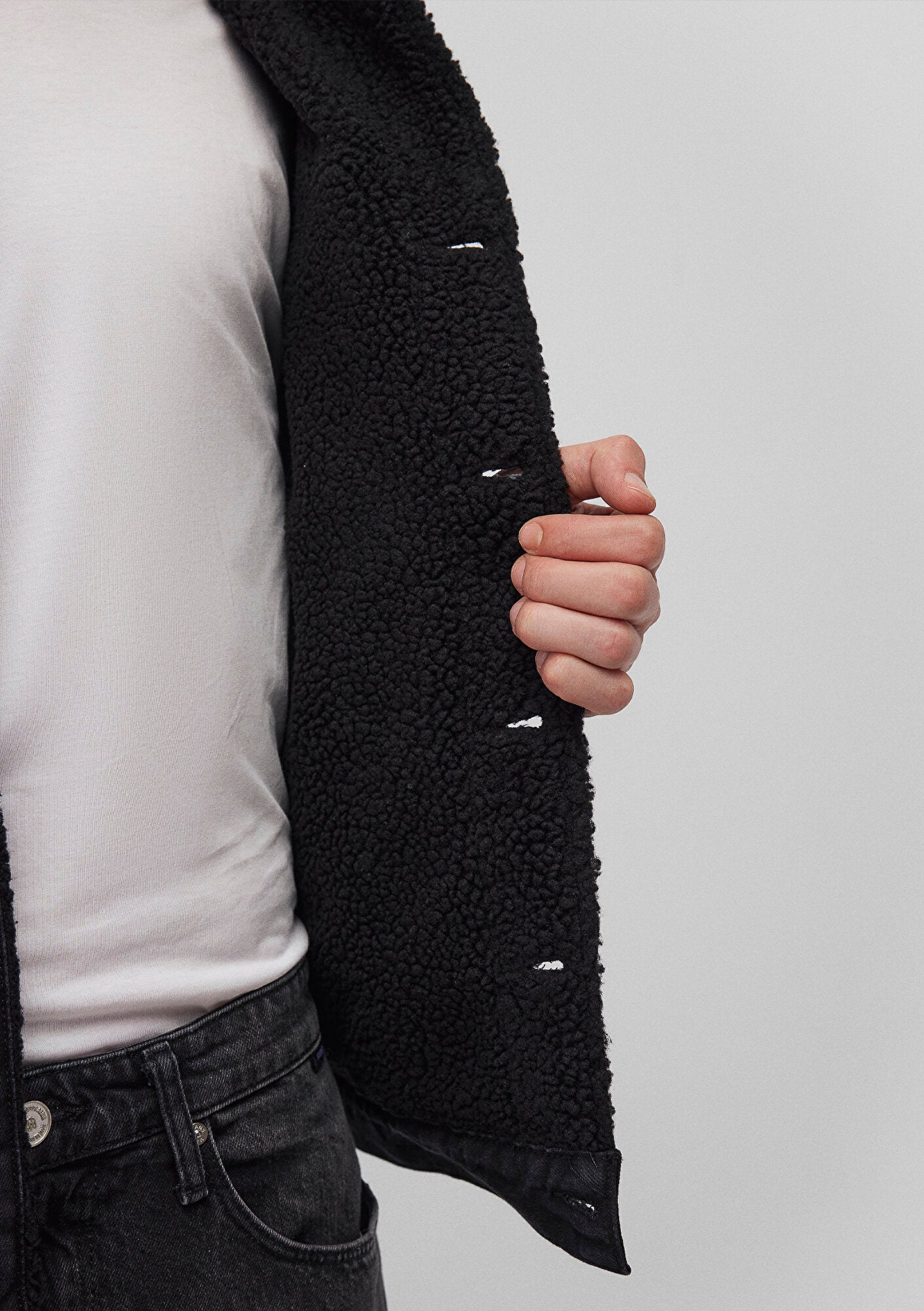 Zander Black Sherpa Classic Denim Jean Jacket