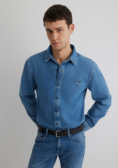 Roy Vintage Blue Lux Black Jean Shirt