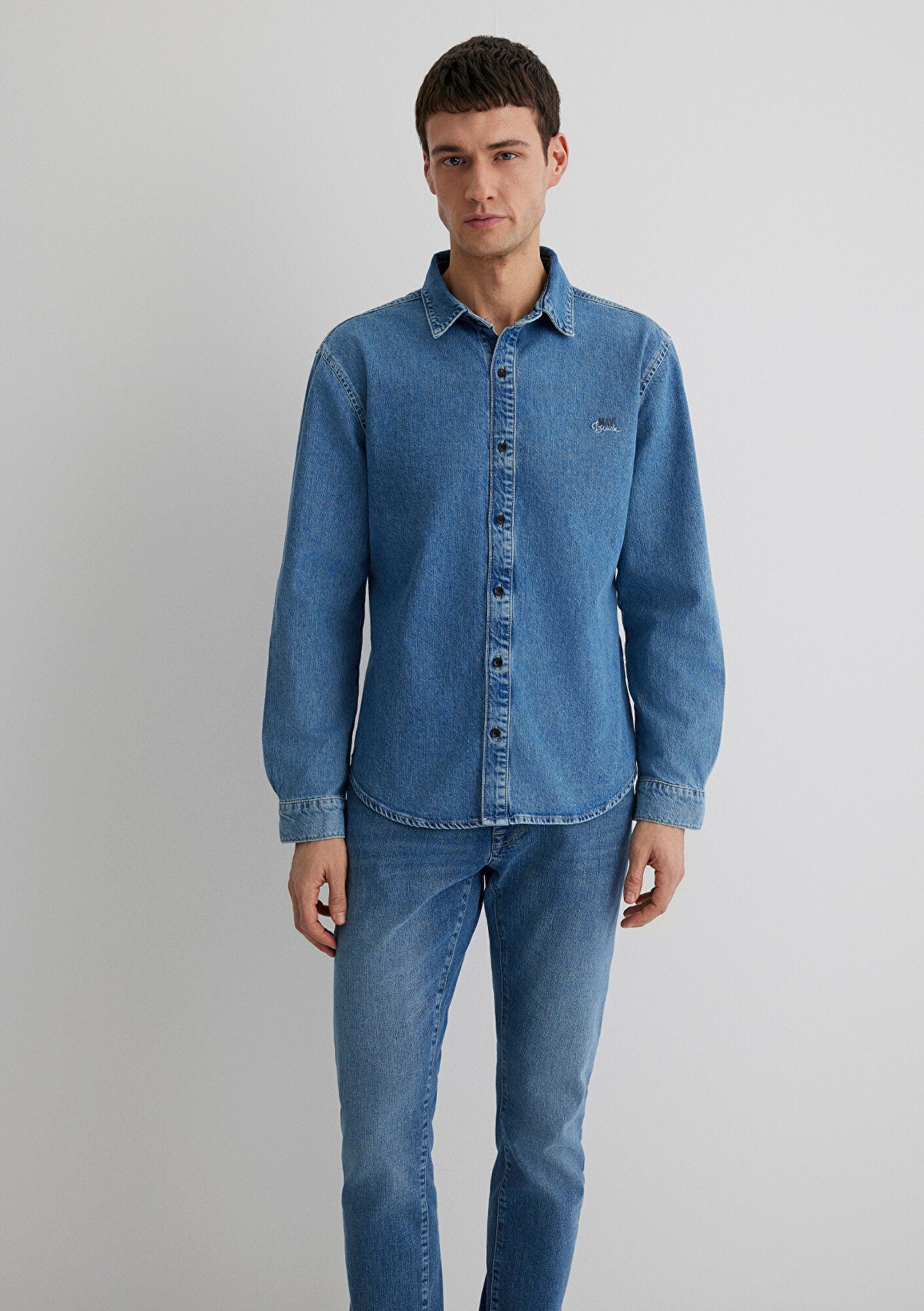 Roy Vintage Blue Lux Black Jean Shirt
