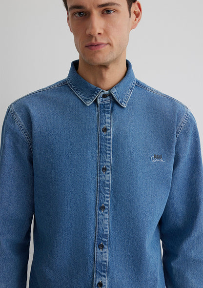 Roy Vintage Blue Lux Black Jean Shirt