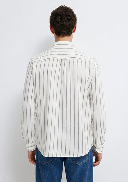 Navy Striped Linen Blend Shirt