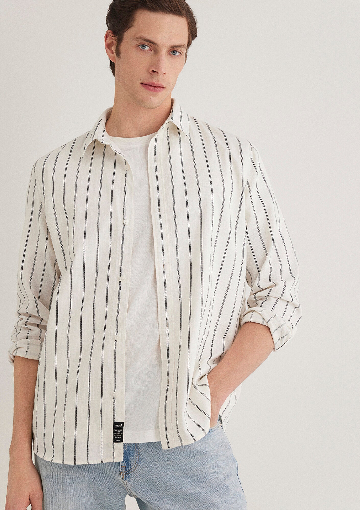 Linen Mix Striped Shirt