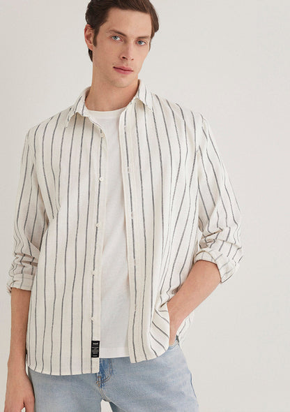 Linen Mix Striped Shirt