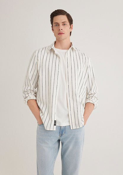 Linen Mix Striped Shirt