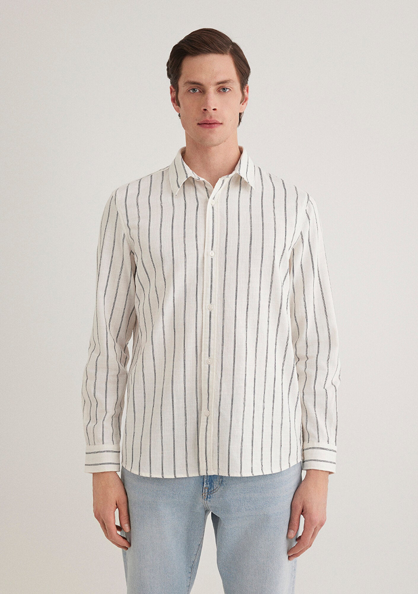 Linen Mix Striped Shirt