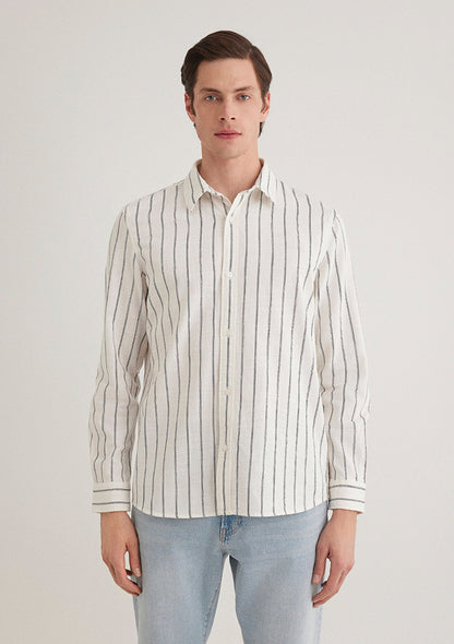Linen Mix Striped Shirt