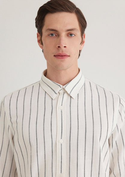 Linen Mix Striped Shirt