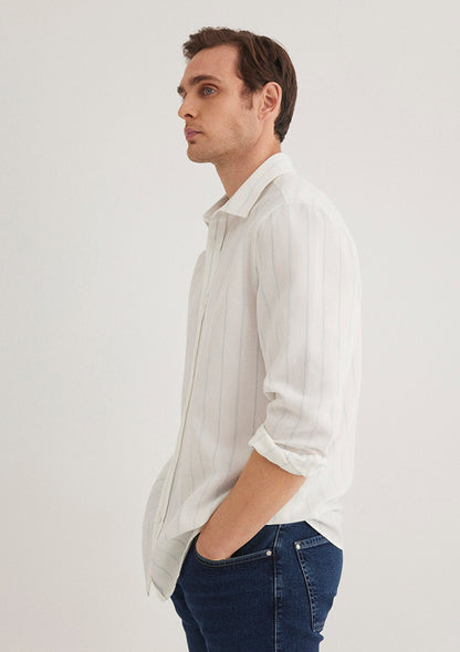 Blue Striped White Shirt