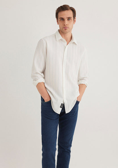 Blue Striped White Shirt