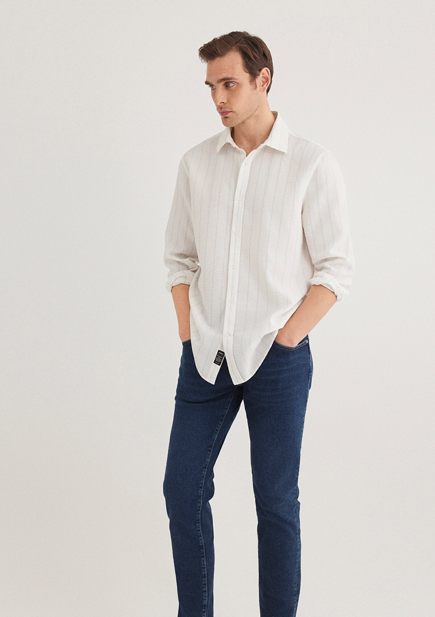 Blue Striped White Shirt