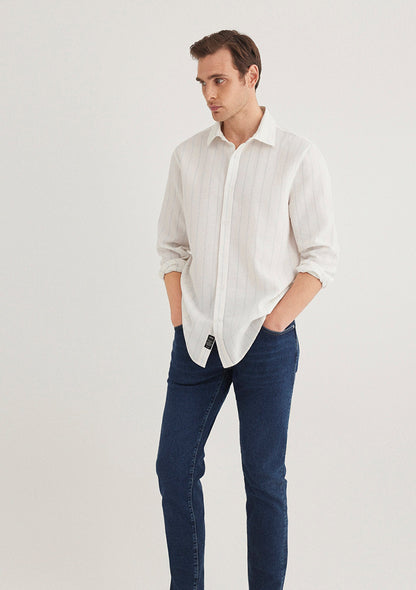 Blue Striped White Shirt