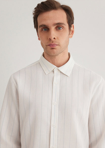 Blue Striped White Shirt