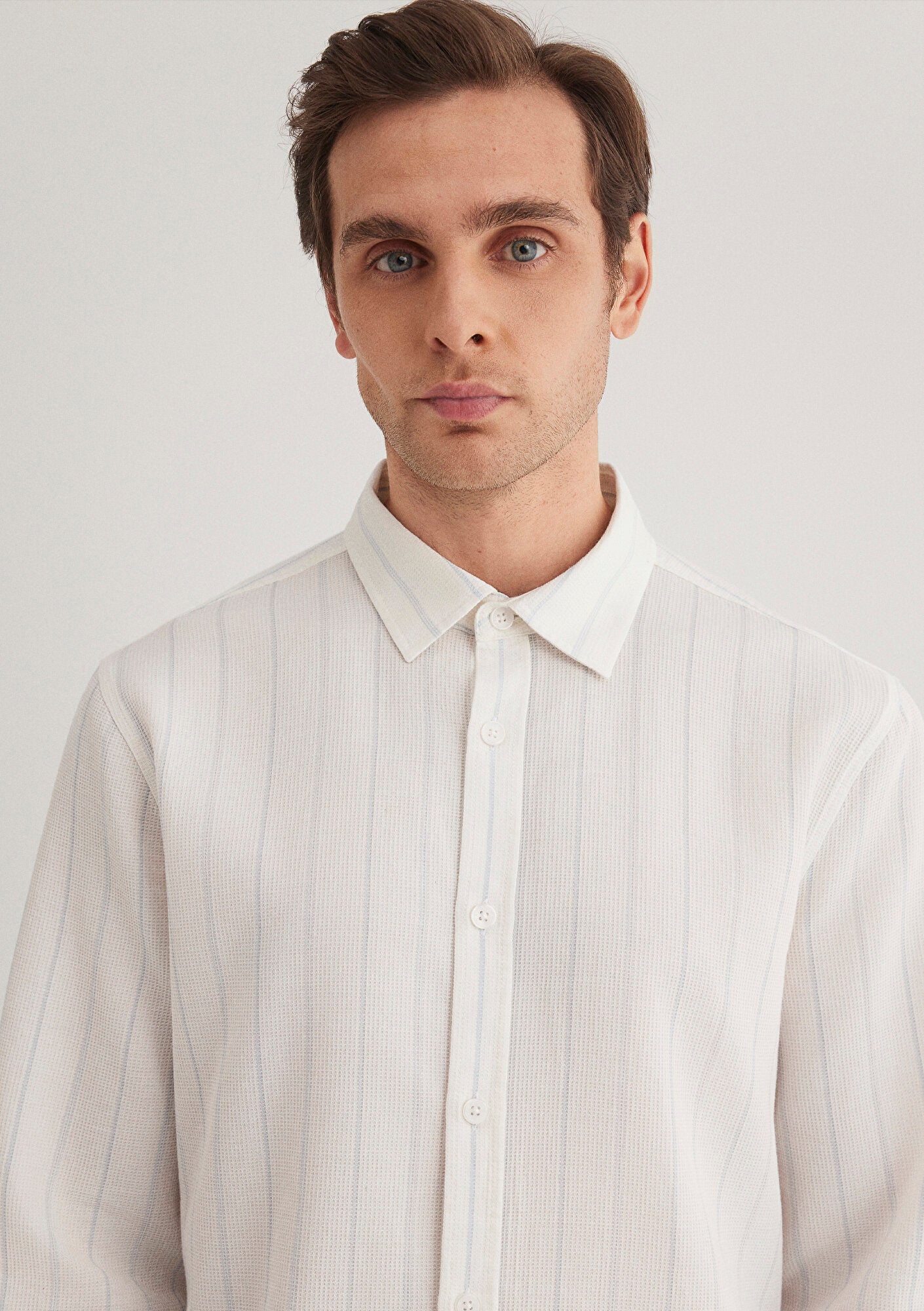 Blue Striped White Shirt