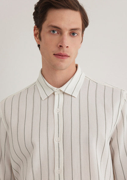 Khaki Striped Shirt