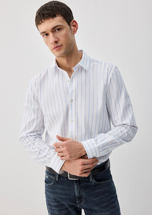 Blue Striped White Shirt