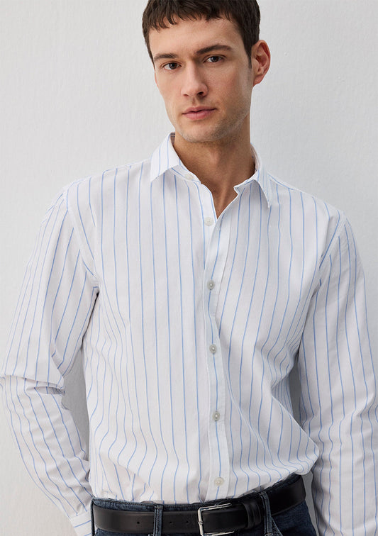Blue Striped White Shirt