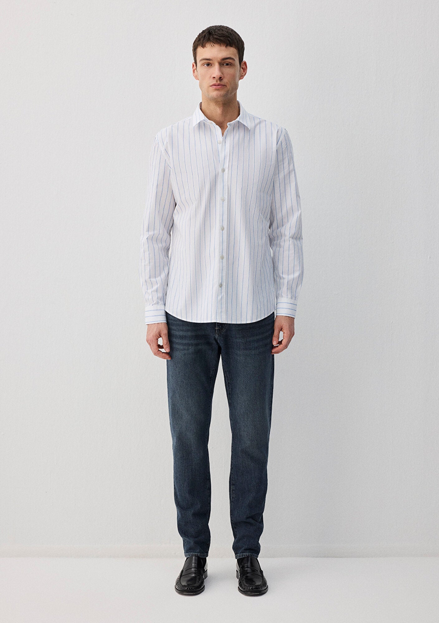 Blue Striped White Shirt