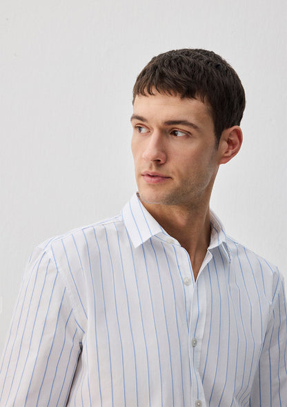 Blue Striped White Shirt