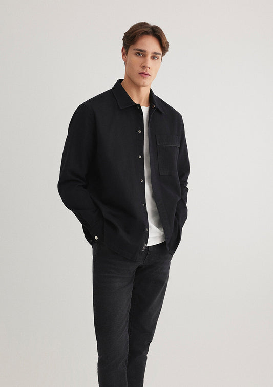 Black Shirt with Pocket Details