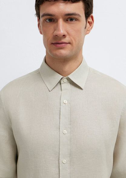 Linen Mix Beige Shirt