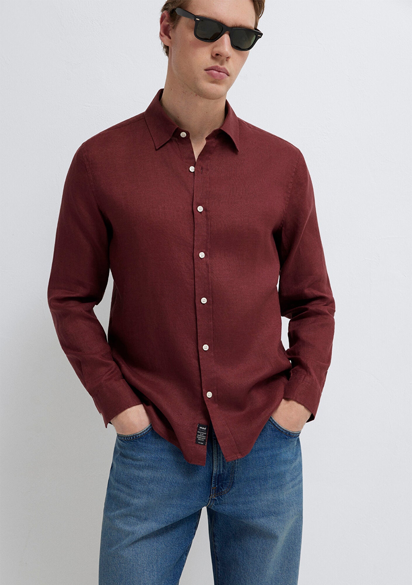 Linen Mix Red Shirt