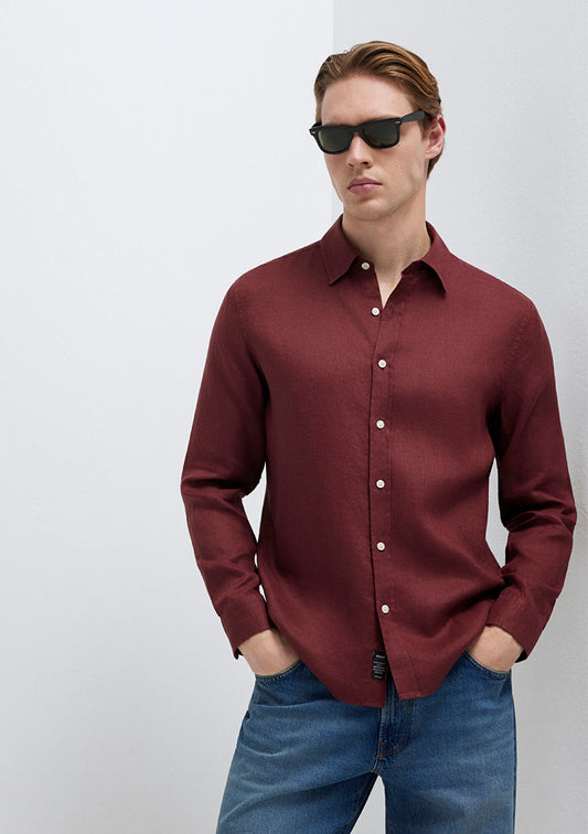 Linen Mix Red Shirt