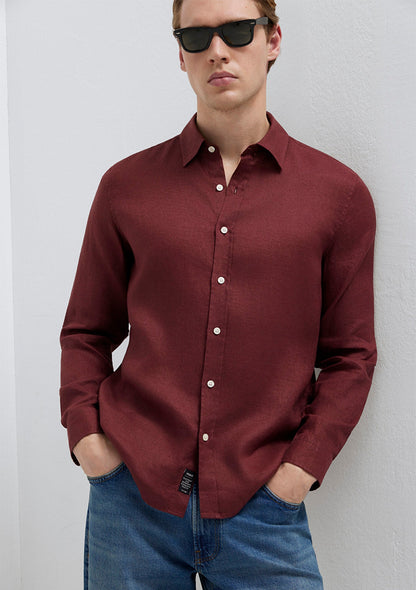 Linen Mix Red Shirt