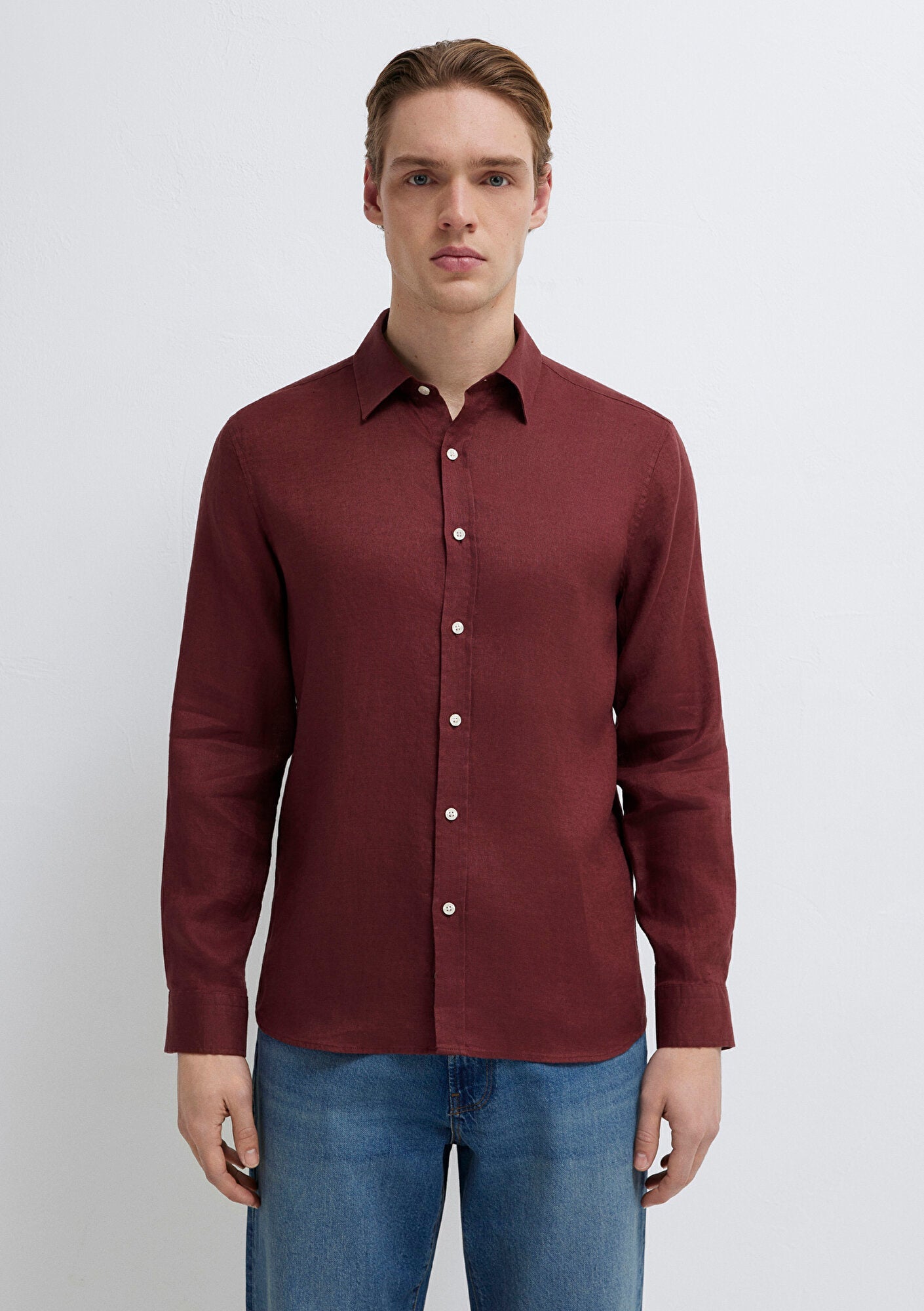 Linen Mix Red Shirt