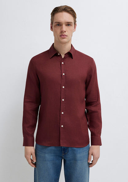 Linen Mix Red Shirt