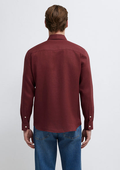 Linen Mix Red Shirt