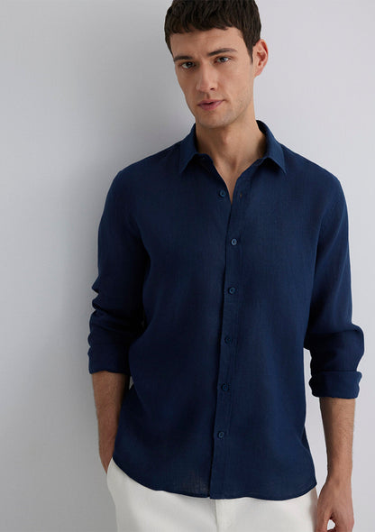 Navy Linen Shirt