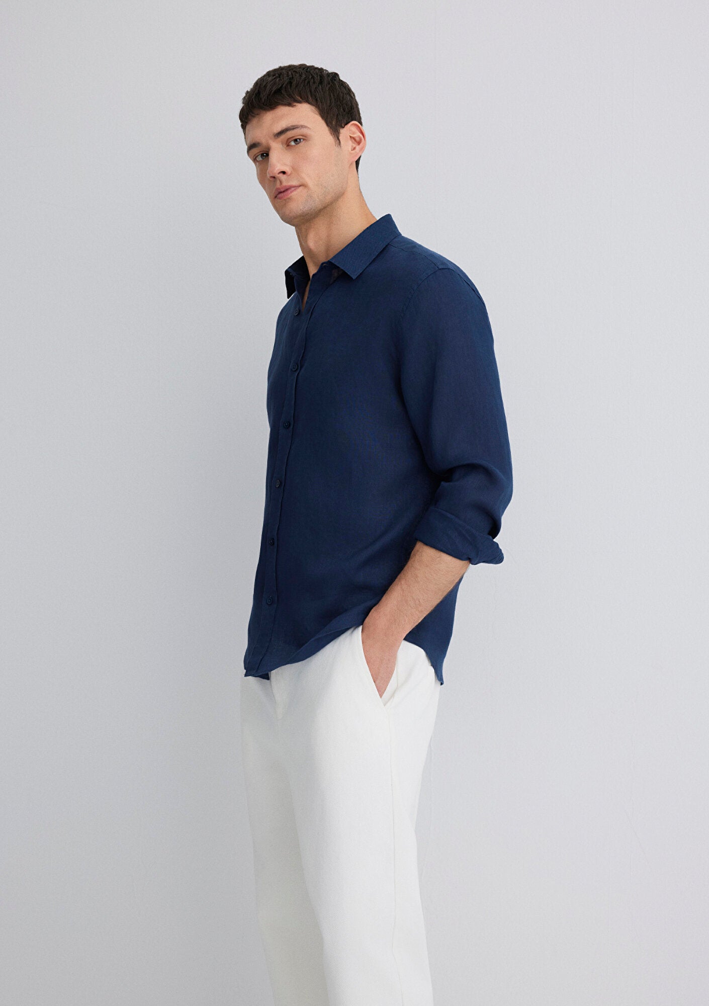 Navy Linen Shirt