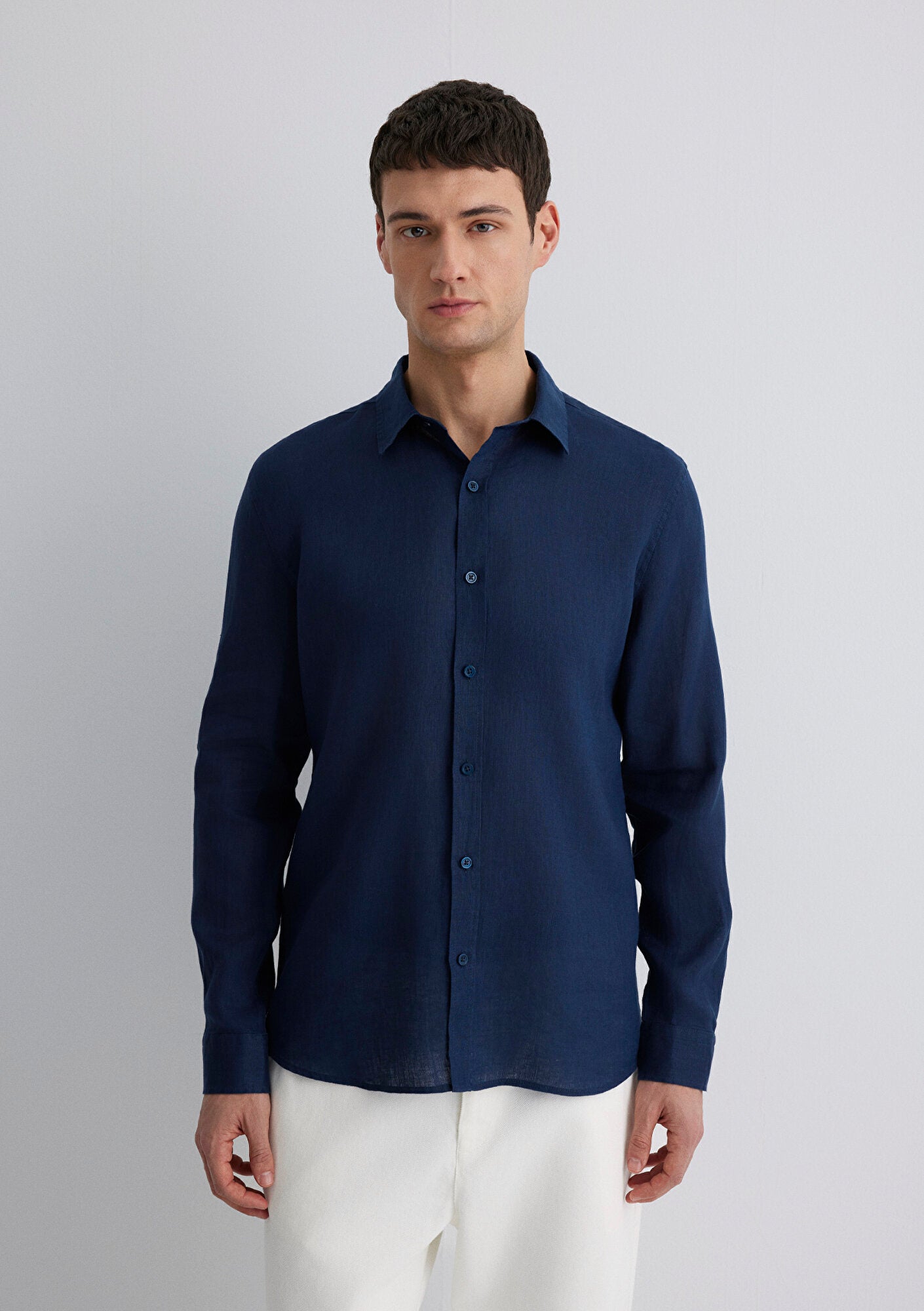 Navy Linen Shirt