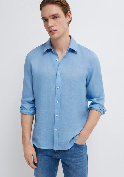 Linen Mix Blue Shirt