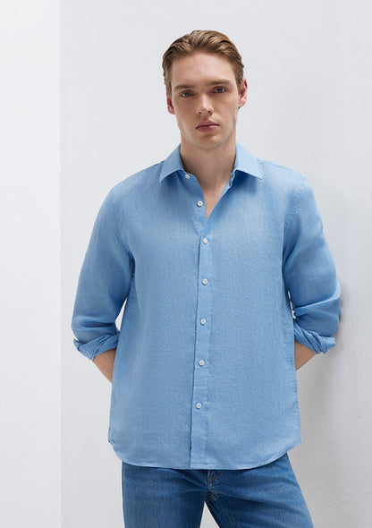 Linen Mix Blue Shirt