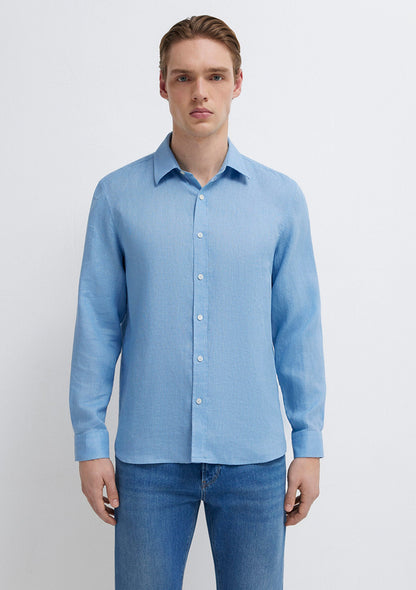 Linen Mix Blue Shirt