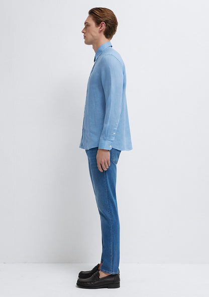 Linen Mix Blue Shirt