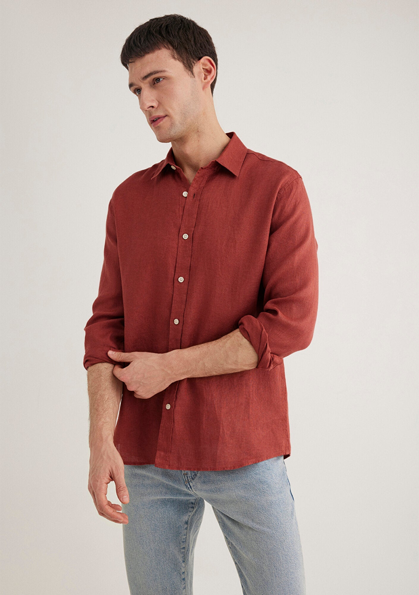 Orange Linen Shirt