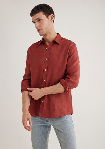 Orange Linen Shirt