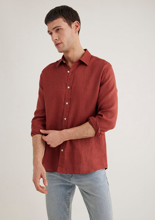 Orange Linen Shirt