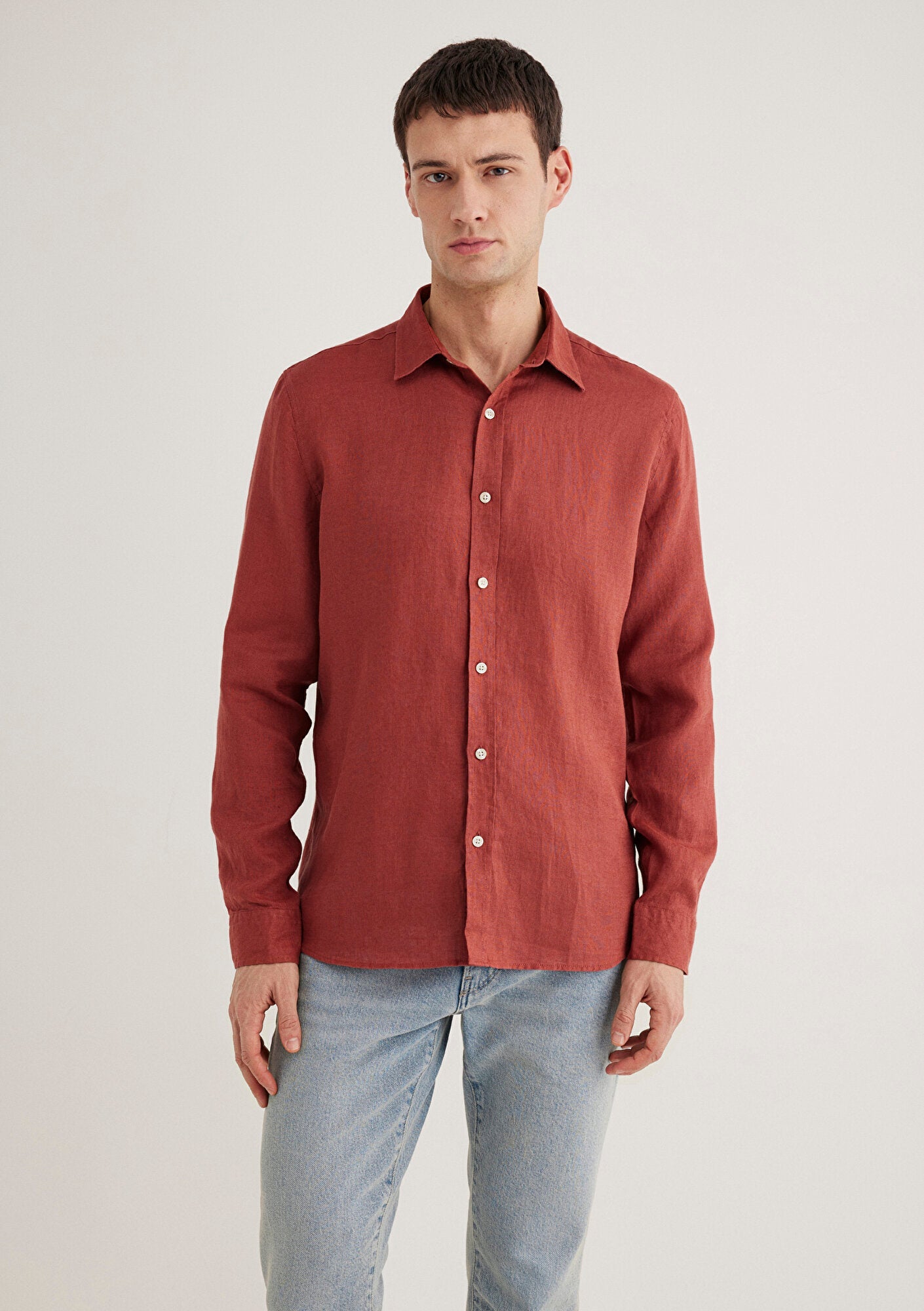 Orange Linen Shirt