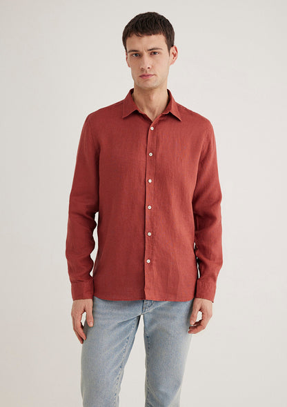 Orange Linen Shirt