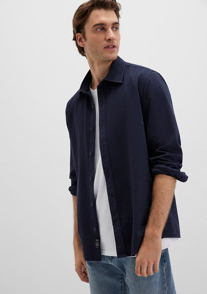 Linen Mix Navy Shirt