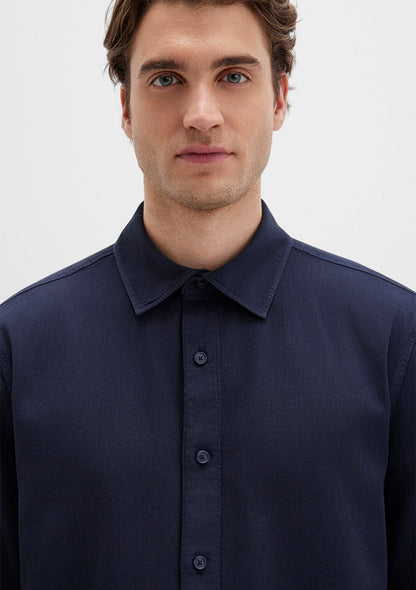 Linen Mix Navy Shirt