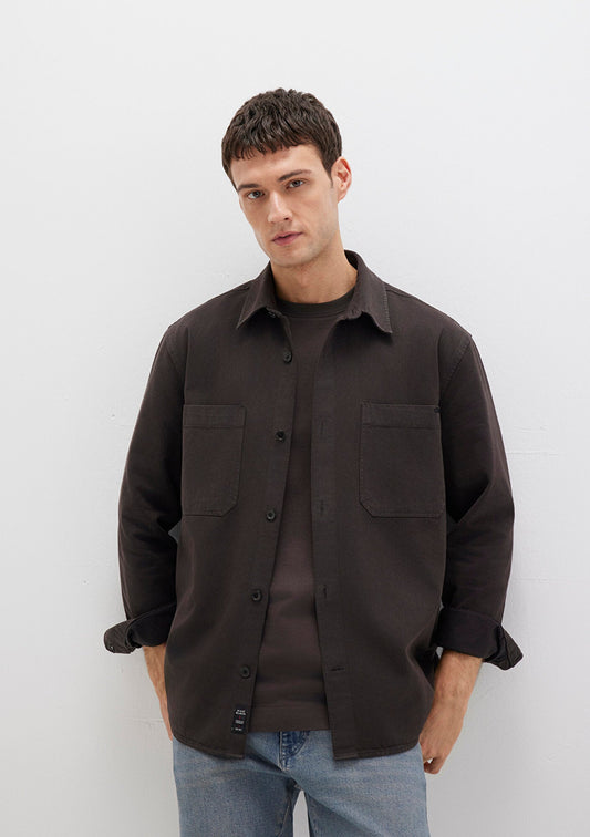 Brown Tencel TM Lyocell Mix Shirt