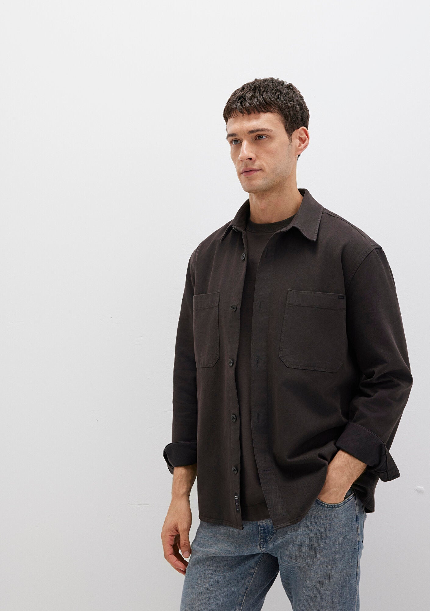 Brown Tencel TM Lyocell Mix Shirt