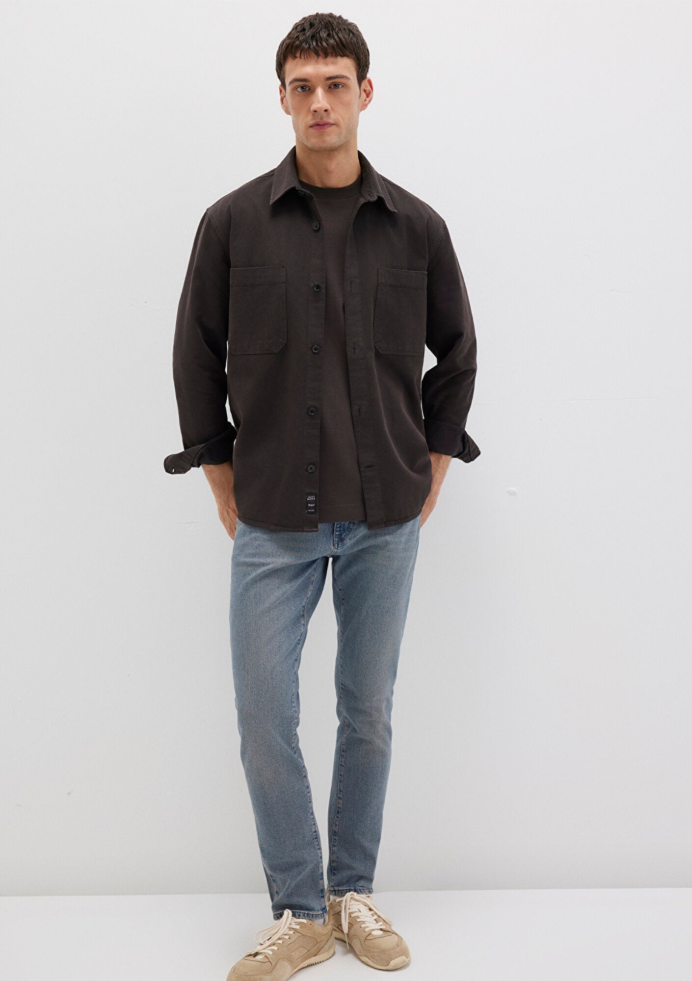 Brown Tencel TM Lyocell Mix Shirt