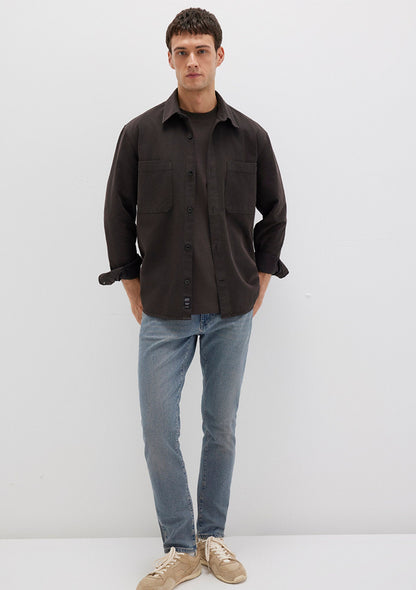 Brown Tencel TM Lyocell Mix Shirt