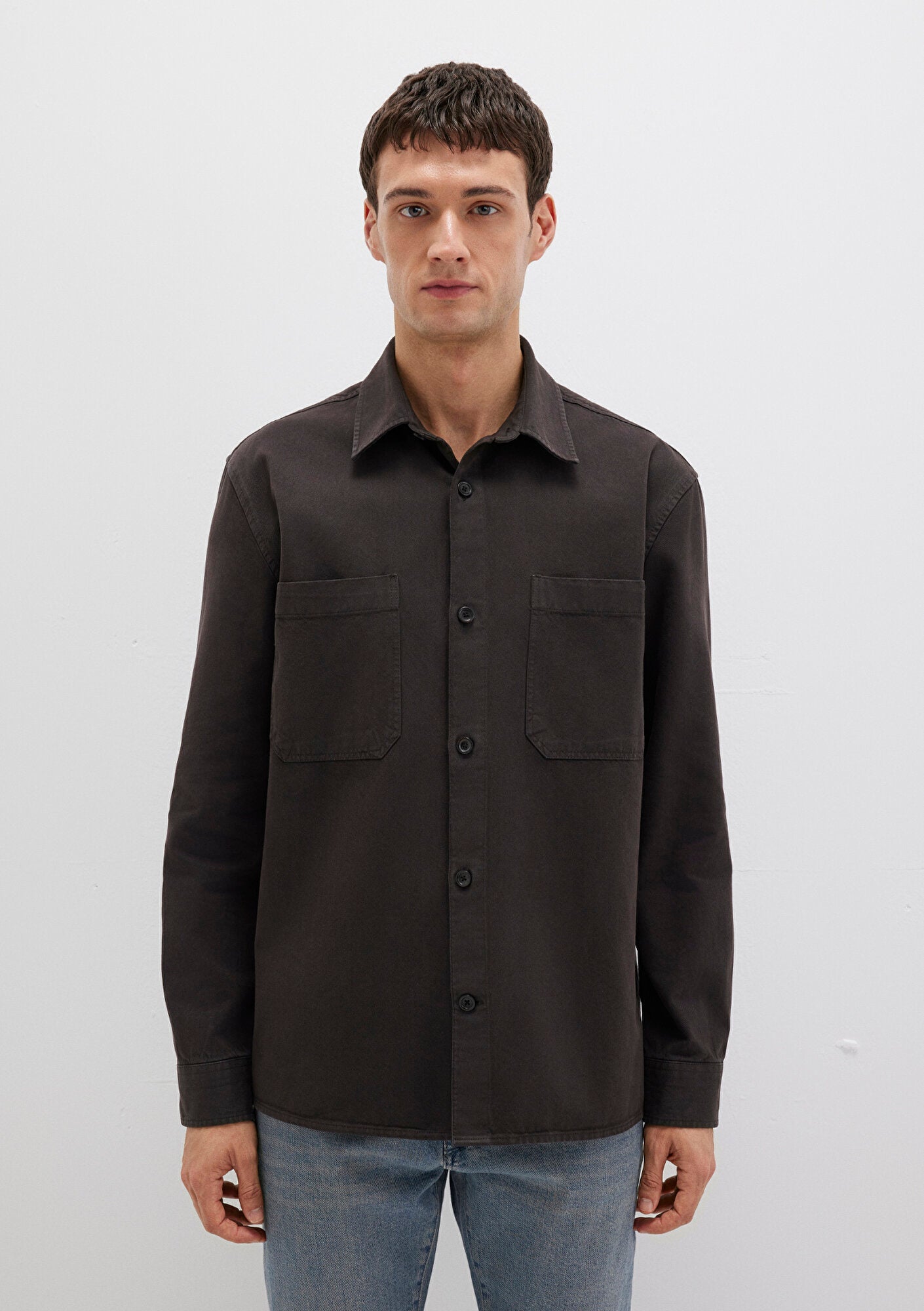Brown Tencel TM Lyocell Mix Shirt