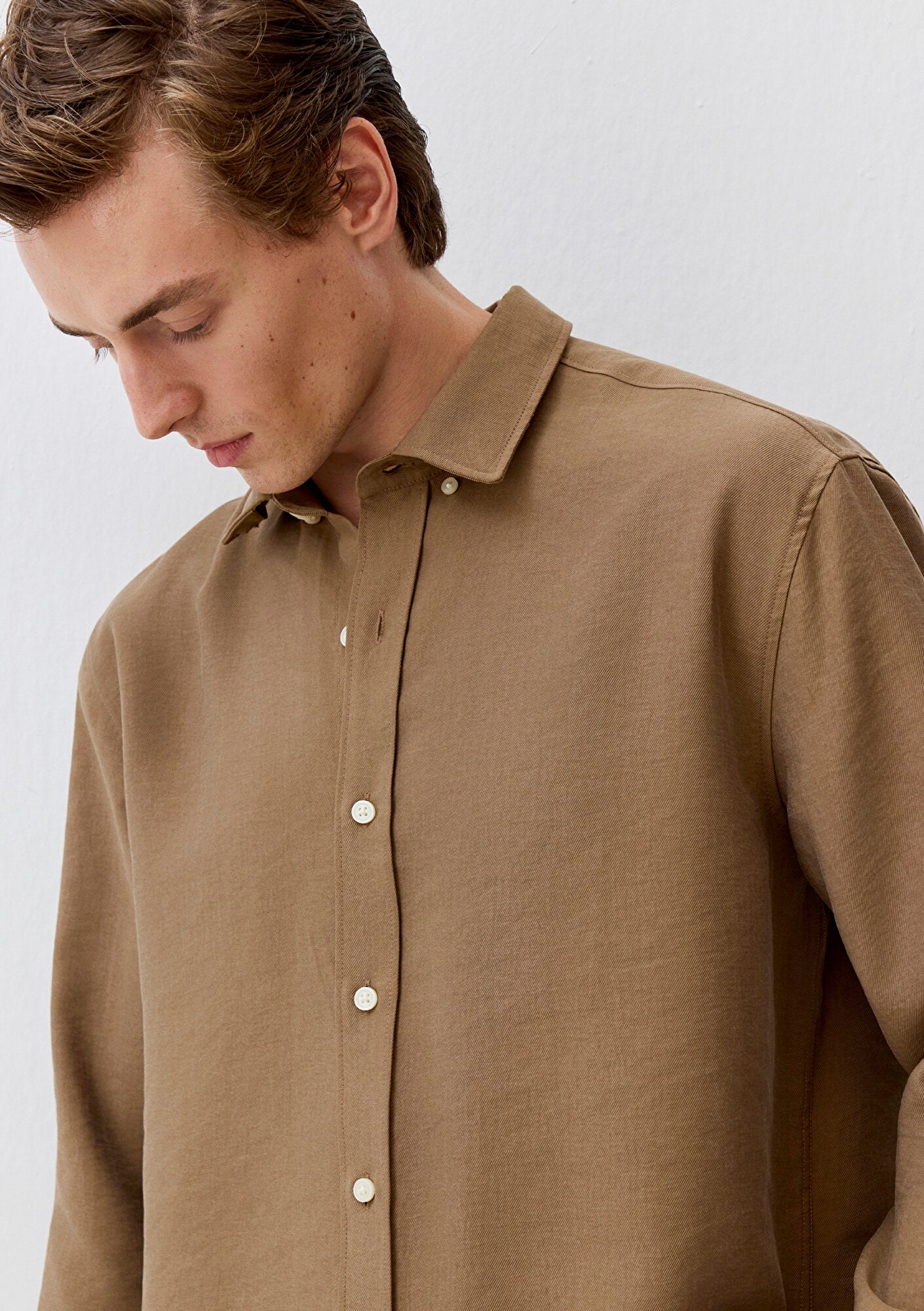 Brown Tencel TM Lyocell Mix Shirt